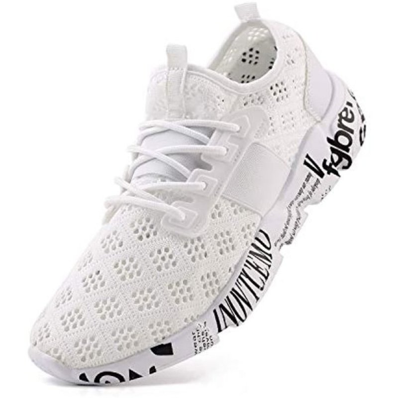 Wander G Men's Lightweight Breathable Mesh Street Sport Walking Shoes Casual Sneakers for Sports Gym Walking White