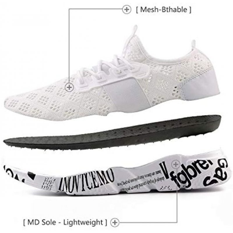 Wander G Men's Lightweight Breathable Mesh Street Sport Walking Shoes Casual Sneakers for Sports Gym Walking White