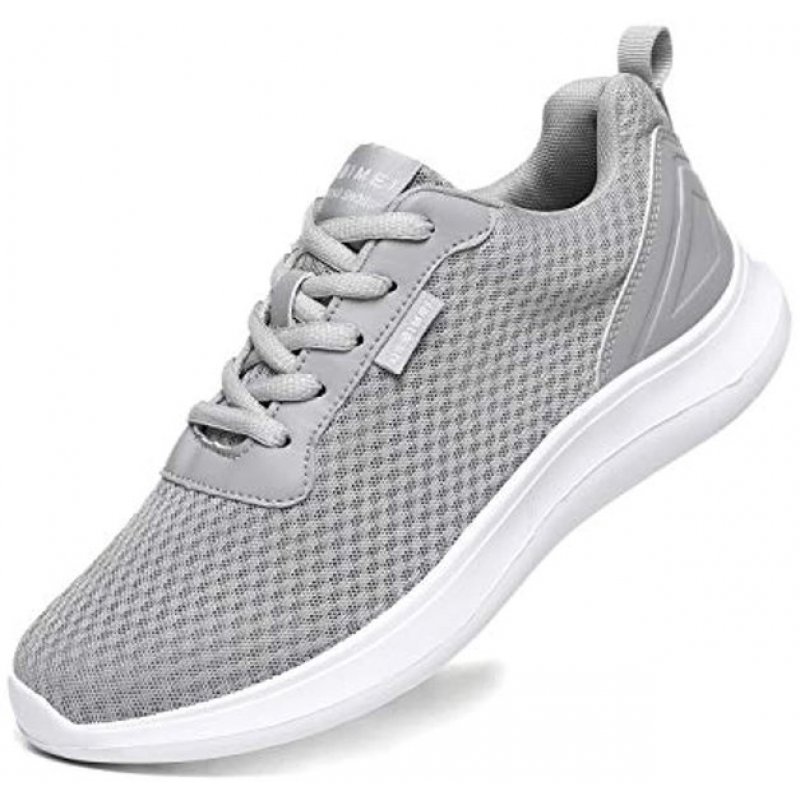 GESIMEI Men's Breathable Mesh Tennis Shoes Comfortable Gym Sneakers Lightweight Athletic Running Shoes Lightgrey(upgrade)
