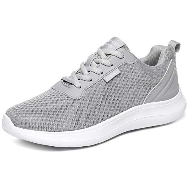 GESIMEI Men's Breathable Mesh Tennis Shoes Comfortable Gym Sneakers Lightweight Athletic Running Shoes Lightgrey(upgrade)